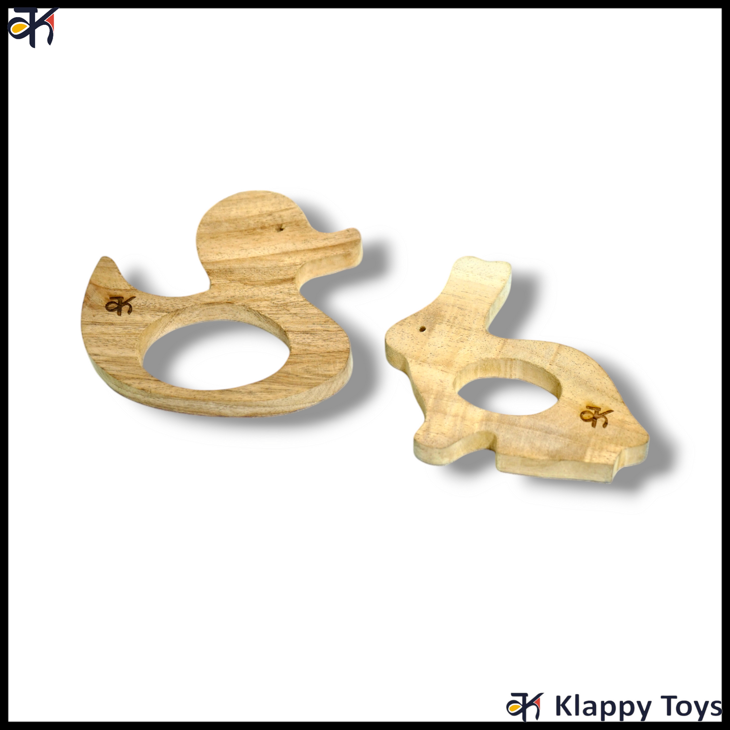 Wooden teethers Rabbit & Duck